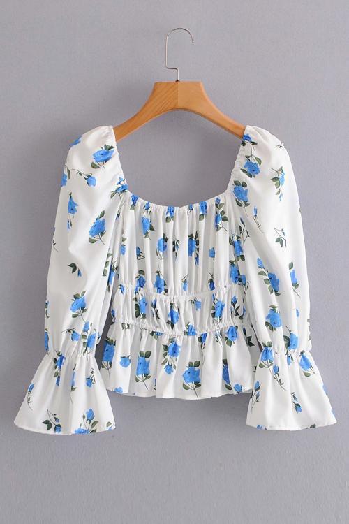 Elastic Floral Print Crop Top