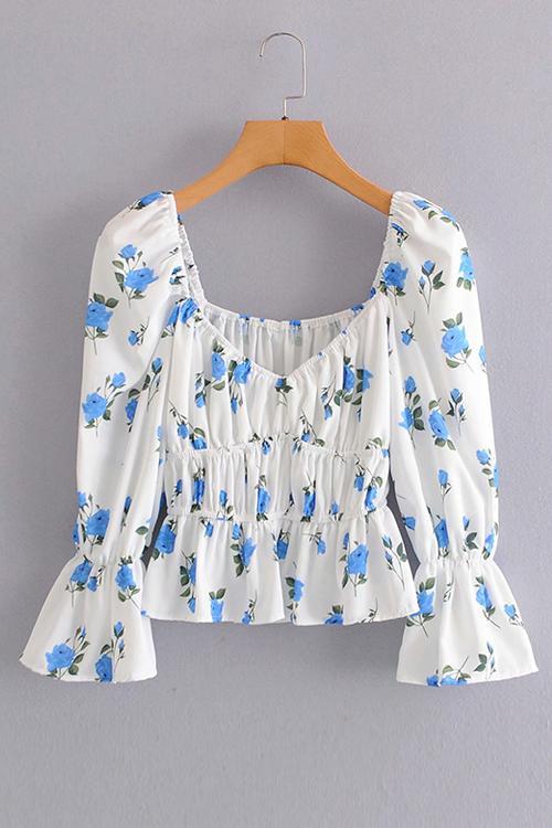 Elastic Floral Print Crop Top