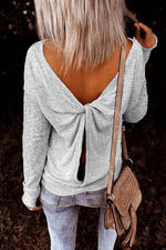 Knot Backless Long Sleeve T Shirt