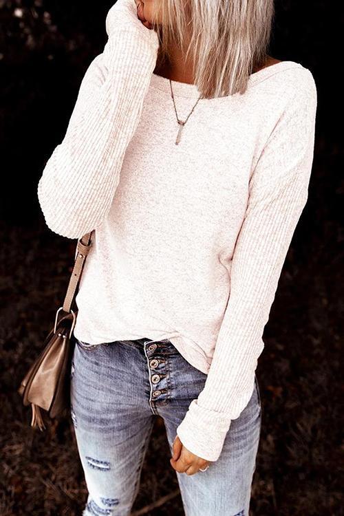 Knot Backless Long Sleeve T Shirt