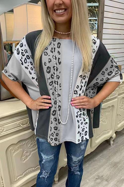 Leopard Patchwork Loose T Shirt