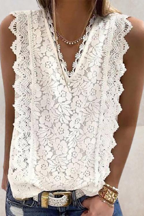 Lace V Neck Blouse