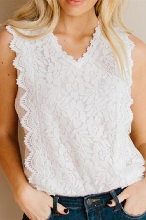 Lace V Neck Blouse