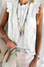 Lace O Neck Sleeveless Blouse