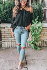 Off Shoulder Puff Long Sleeve Blouse