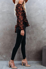 Flroal Print Button V Neck Blouse