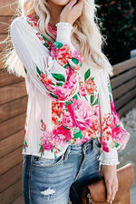 Floral Print Puff Long Sleeve Blouse