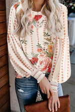 Floral Print Puff Long Sleeve Blouse