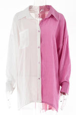 Color Block Button Long Sleeve Shirt