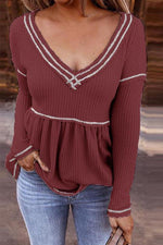 Colorblock Long Sleeve Ruched Top