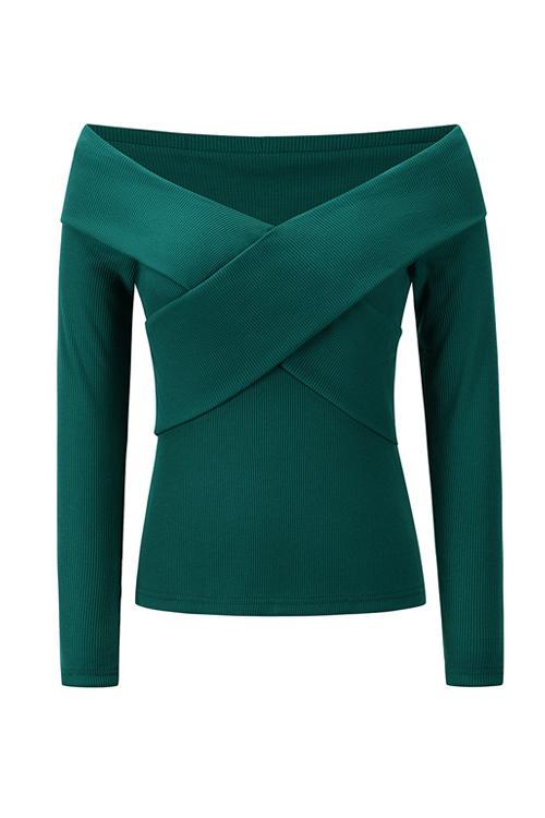 Foldover Asymmetrical Neck Fitted Top