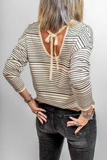 Bow Open Back Stripe Sweater