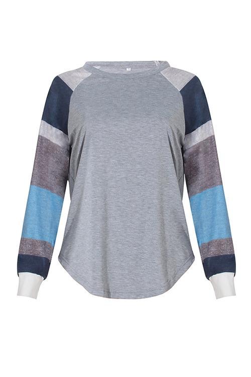 Colro Blcok Stripe Long Sleeve Tee