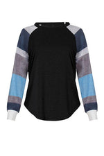 Colro Blcok Stripe Long Sleeve Tee