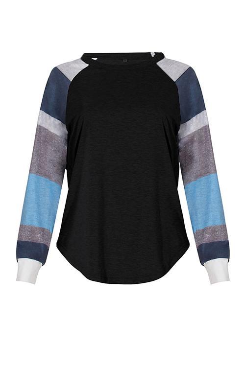 Colro Blcok Stripe Long Sleeve Tee