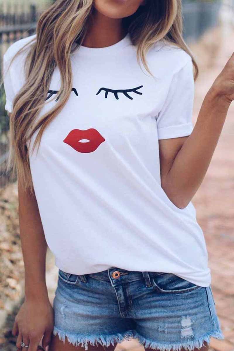Colorful Round Neck Print T-shirt