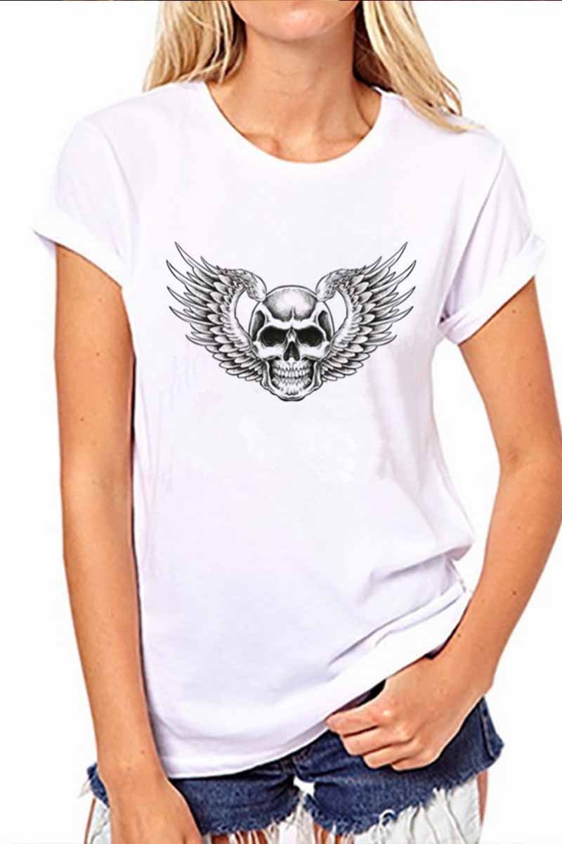 Florcoo Skull Round Neck T-shirt