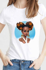 colorful Girl Carton Print T-shirt