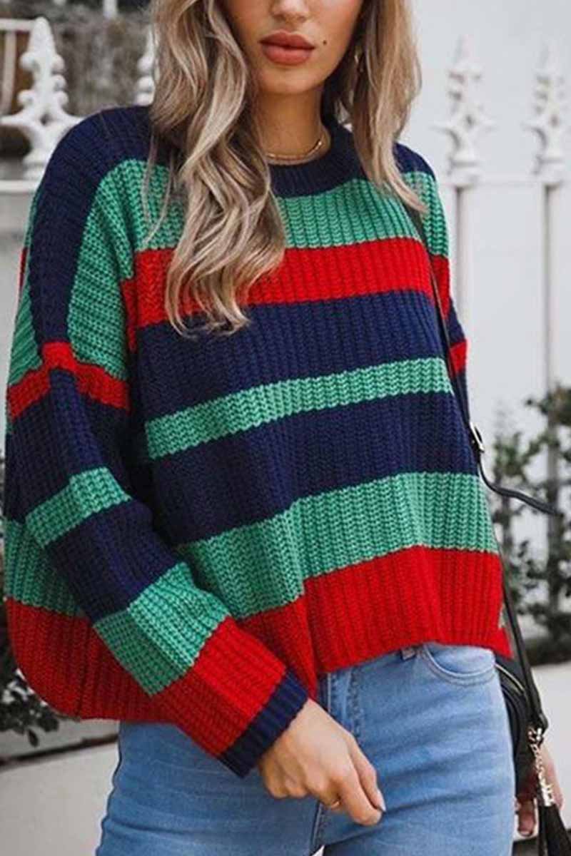 Florcoo Round Neck Loose Knit Sweater