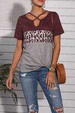Florcoo Wine Red Leopard T-shirt