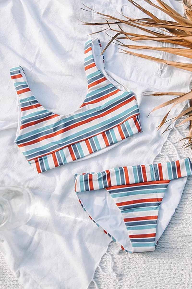 Florcoo Striped Sexy Bikini Set