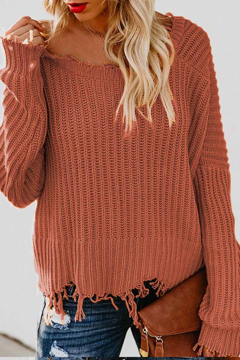 Florcoo V Neck Winter Knit Sweater 3 Colors