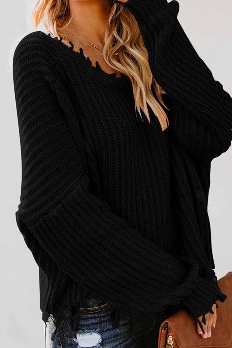 Florcoo V Neck Winter Knit Sweater 3 Colors