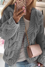 Bold Twist Knit Cardigan Sweater(3 Colors)