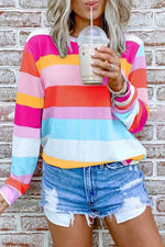 Rainbow Striped Multicolor Thin Tops