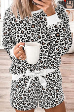 Leopard Print T Shirt Shorts Lounge Set