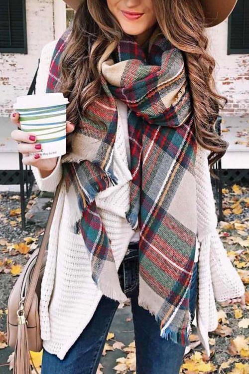 Plaid Blanket Scarf