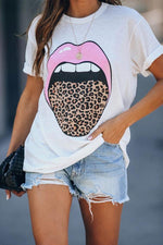 Round Neck Loose Casual Leopard Print Top