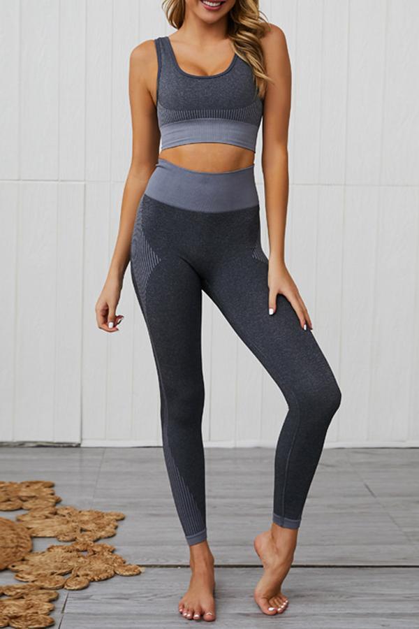 Seamless knitted Gym Two-piece Pants Set