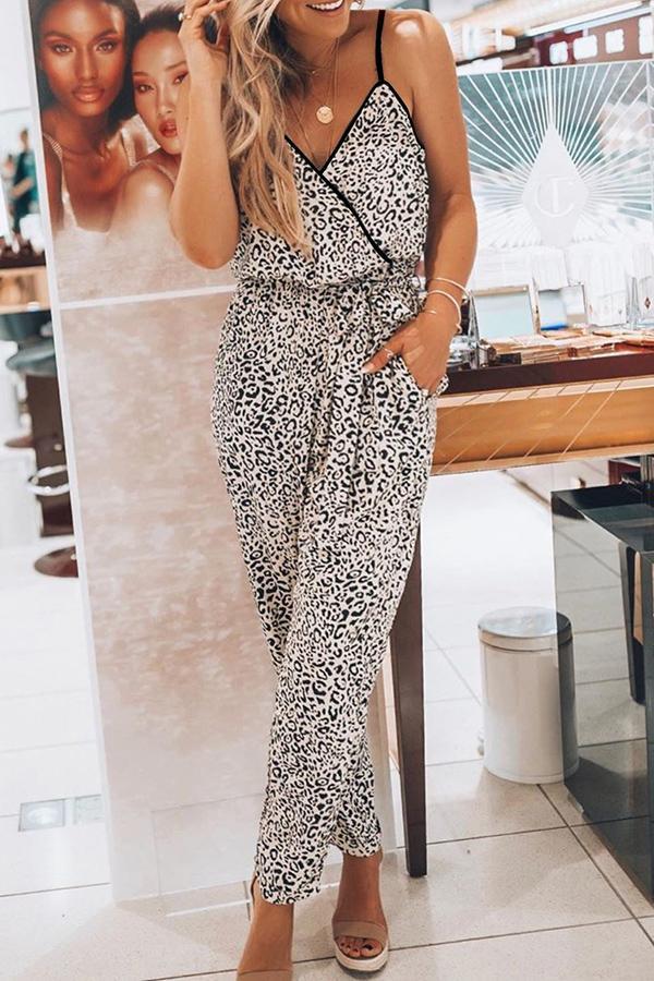 Florcoo Sexy Leopard-print Strapped jumpsuit