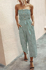 Printed Jumpsuit(With Buttons&Belt)