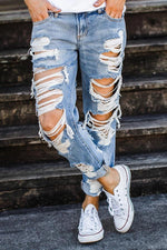 Florcoo On-trend Ripped Straight Jeans