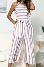 Colour Striped Printed Wide-Legged Jumpsuit