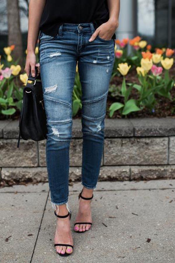 Ripped Stretch Jeans With Vintage
