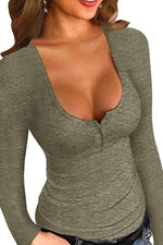 Square Neck Long Sleeve Pullover Shirt