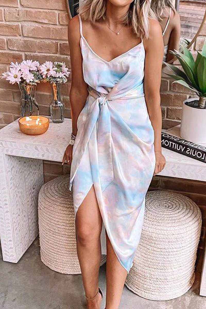 Florcoo Tie-dye Bandage Midi dresses