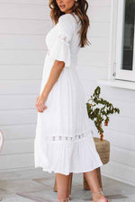 Florcoo White Lace Midi Dresses