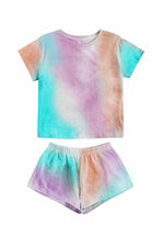 Florcoo Tie-dye Round Neck Two-Pieces Set