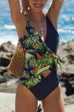 Blue Leaves One-piece Swimsuit