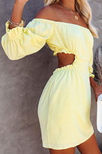 Sundance Linen Blend Off The Shoulder Cutout Dress