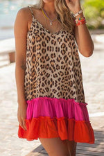 Tina Leopard Colorblock Mini  Dress
