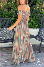 Some Like It Hot Smocked Off The Shoulder Maxi Dress