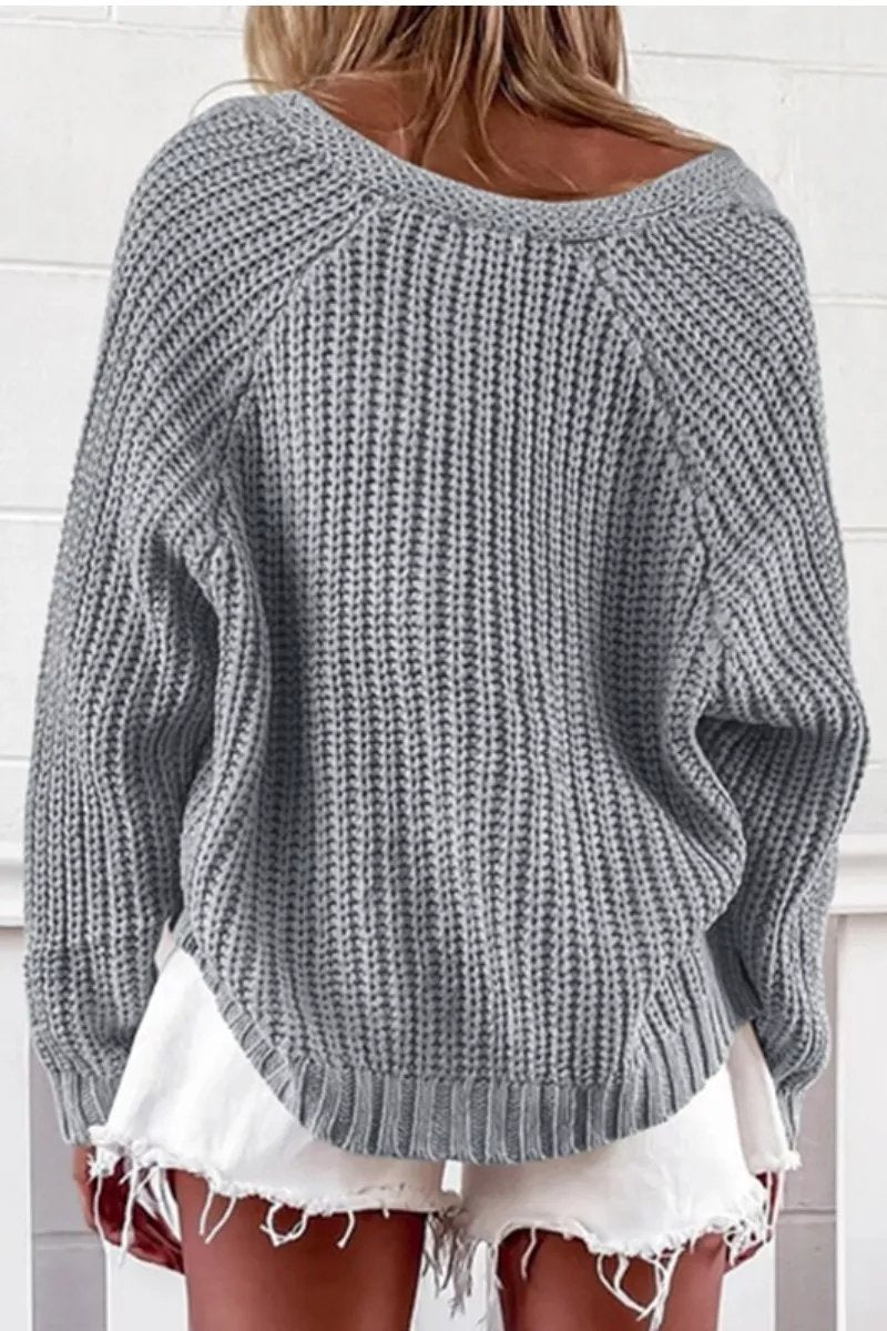 Florcoo Striped V-neck Cardigan Knit Sweater（4 colors）