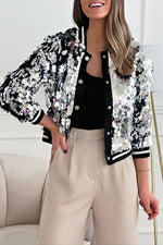 All Things Nice Sequin Bomber Jacket
