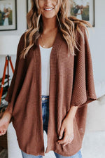 Autumn Daze Brick Waffle Kimono Cardigan