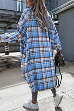 Alanis Pocketed Plaid Long Blouse